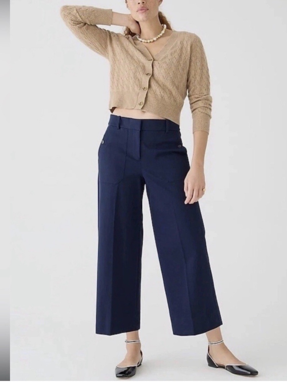 J. Crew Navy Wide-Leg Trousers
